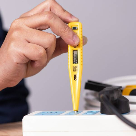 Deli Tools EDL8003 voltage tester, electronic, 12-250V (yellow)