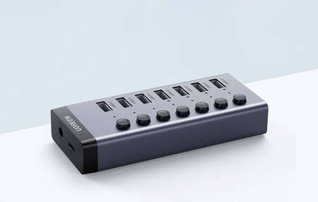UGREEN 7in1 USB-C hub, 7x USB-A 3.0 12V 2A (black)