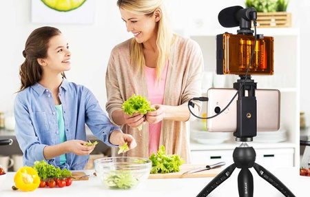 Puluz Live recording kit tripod + LED lamp + microphone + phone clip PKT3132B