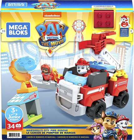 Psi Patrol - Mega Bloks Paw Patrol straż pożarna zestaw do budowania z 34 klocków, zestaw do zabawy dla dzieci od 3 roku życia.