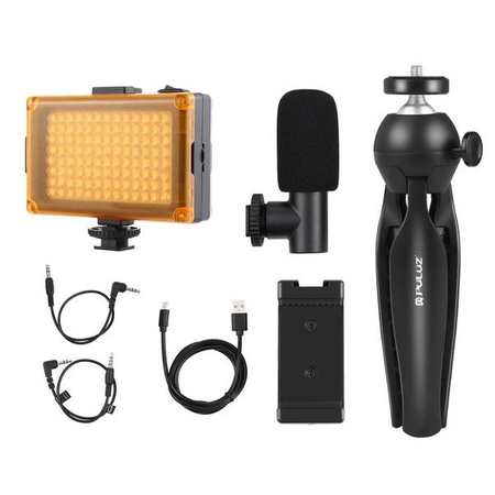 Puluz Live recording kit tripod + LED lamp + microphone + phone clip PKT3132B