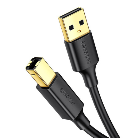 UGREEN US135 | Kabel USB 2.0 A-B do drukarki | pozłacany | 5m | czarny