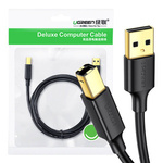 UGREEN US135 | Kabel USB 2.0 A-B do drukarki | pozłacany | 5m | czarny