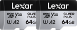 Lexar microSDXC Professional SILVER Plus R205/W100 64GB - Zestaw | dwie karty MicroSD