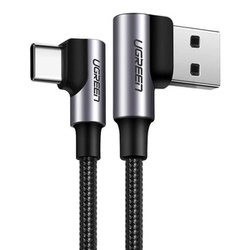 UGREEN US176, 3A, 2m (czarny) | Kabel USB do USB-C | kątowy