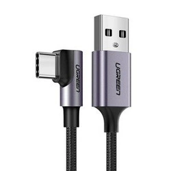 UGREEN US284 | Kabel USB do USB-C | kątowy | 3A | QC 3.0 | 1m | Czarny