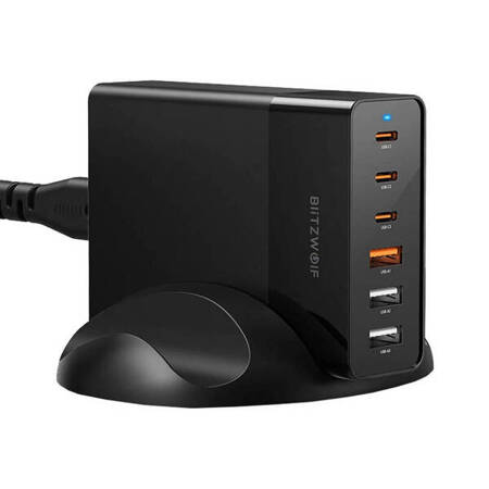 Blitzwolf BW-S25 | Ładowarka sieciowa 75W, 3x USB + 3x USB-C (czarna)