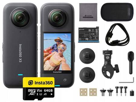 Insta360 X3 Motorcycle Kit | zestaw z akcesoriami na rower | motor | quad | hulajnogę | skuter | najnowsza wersja z ulepszonym uchwytem do kierownicy