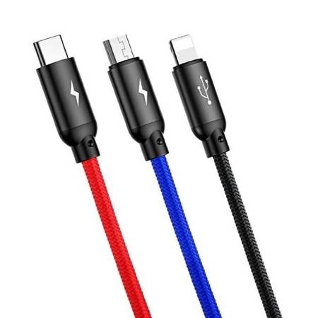 Kabel 3.5a 3w1 1.2m Micro Usb Type-c Iphone - Baseus