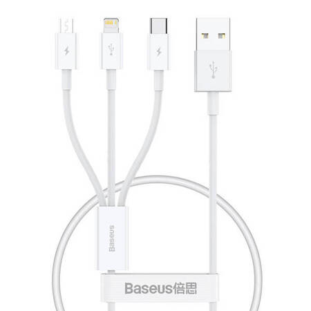 Kabel szybkiego ładowania Baseus Superior Data USB do M+L+C 3.5A 0.5M(White)