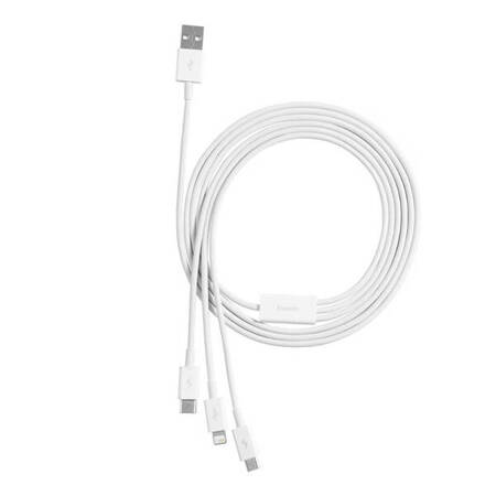 Kabel szybkiego ładowania Baseus Superior Data USB do M+L+C 3.5A 0.5M(White)