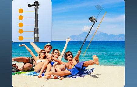 Telesin GP-MNP-002 | Selfie-stick z włókna węglowego 120cm