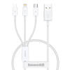 Kabel szybkiego ładowania Baseus Superior Data USB do M+L+C 3.5A 0.5M(White)